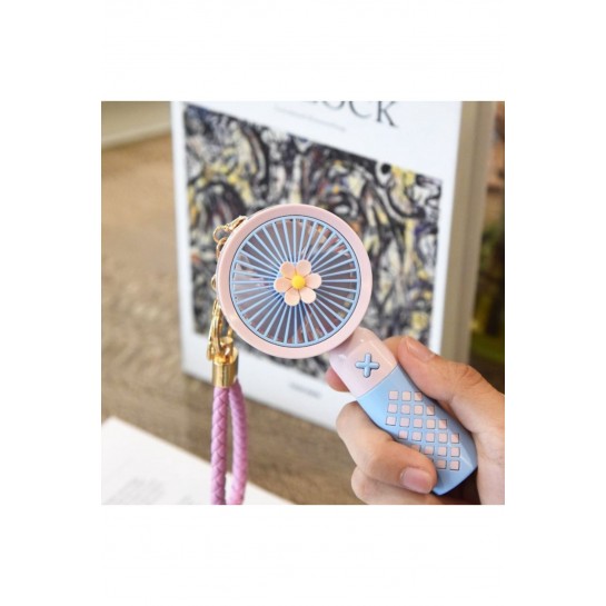 Mini Vantilatör Şarjlı Mini Fan 500 mAh Yüksek Fan Gücü Tutmalı Deri Anahtarlıklı Fan Mini Vantilatö