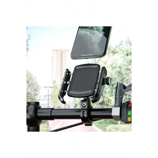 Motosiklet Bisiklet Telefon Tutucu Gidon ve Ayna Bağlantılı Motor Tutacağı Scooter 12-24W Hızlı Şarj
