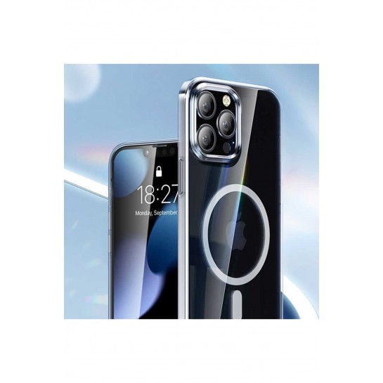 Ms Iphone 13 Pro Max Uyumlu Magsafe Destekli Kablosuz Şarj Luxury Şeffaf Silikon Kılıf Hızlı Şarj