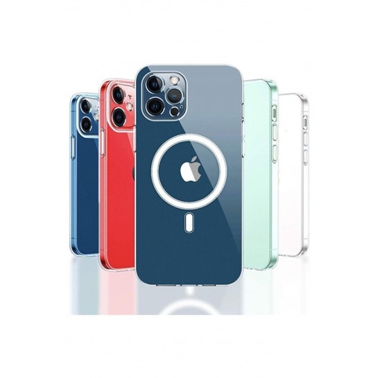 Ms Iphone 13 Pro Max Uyumlu Magsafe Destekli Kablosuz Şarj Luxury Şeffaf Silikon Kılıf Hızlı Şarj