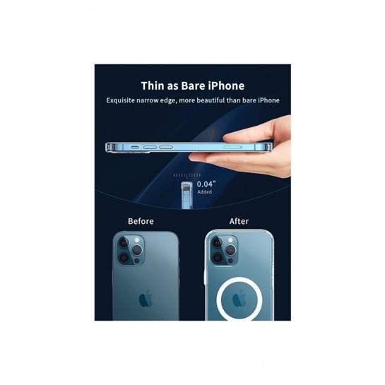 Ms Iphone 13 Pro Max Uyumlu Magsafe Destekli Kablosuz Şarj Luxury Şeffaf Silikon Kılıf Hızlı Şarj