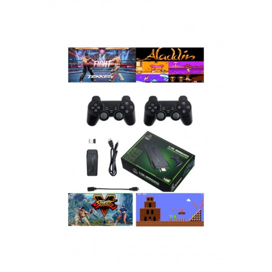 Oyun Konsolu 2.4g Kablosuz Çift Kol Nostaljik Oyunlar 4k Game Stick 10.000 Oyun Atari Gaming Atari