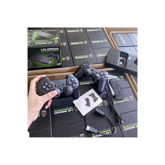 Oyun Konsolu 2.4g Kablosuz Çift Kol Nostaljik Oyunlar 4k Game Stick 10.000 Oyun Atari Gaming Atari