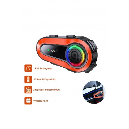 Q08-2x Rgb Işıklı Intercom 2 Kişi Bağlantılı 1000mah Motosiklet Bluetooth Kulaklık Seti Q08-2x Rgb Işıklı Intercom 2 Kişi Bağlantılı 1000mah Motosiklet Bluetooth Kulaklık Seti