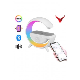 Şarj Özellikli Masa Lambası Kablosuz Gece Lambası 3-in1 Gökkuşağı Model Bluetooth Hoparlör