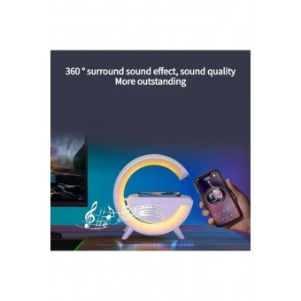 Şarj Özellikli Masa Lambası Kablosuz Gece Lambası 3-in1 Gökkuşağı Model Bluetooth Hoparlör Özellikl