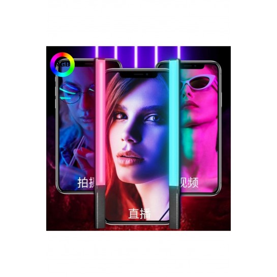 Şarjlı 1 Ad Fotoğrafçılık Işık Çubuğu Rgb Aydınlatma Ledi Canlı Video Çekimi Işığı 2+1 Mt Tripod