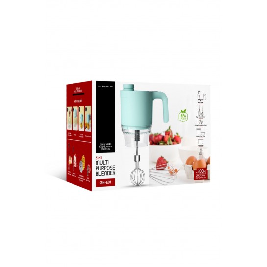 Şarjlı Mikser Blender 5in1 Çok Amaçlı Mikser Blender Çırpıcı Doğrayıcı Parçalayıcı 300Ml