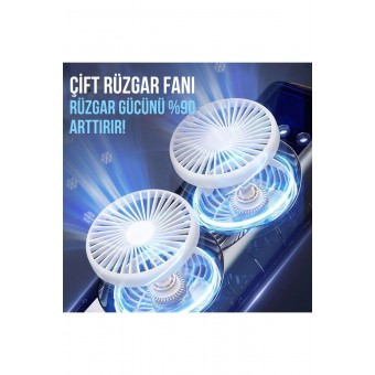 Şarjlı Uzaktan Kumanda Buzlu Taşınabilir Fan Soğutucu RGB Led Çift Fanlı Buz Hazneli Masaüstü Fan