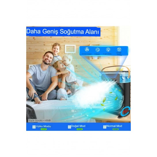 Su püskürtmeli Şarjlı Usb Hava Serinletici Fan Süper Sessiz Hava Nemlendiricili Masa Fanı