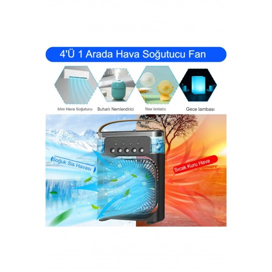 Su püskürtmeli Şarjlı Usb Hava Serinletici Fan Süper Sessiz Hava Nemlendiricili Masa Fanı