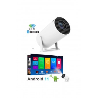 Taşınabilir Sinema Projektörü 1280 * 720p Ev Sineması Bluetooth Android 11 Akıllı Projeksiyon Wifi