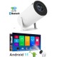 Taşınabilir Sinema Projektörü 1280 * 720p Ev Sineması Bluetooth Android 11 Akıllı Projeksiyon Wifi