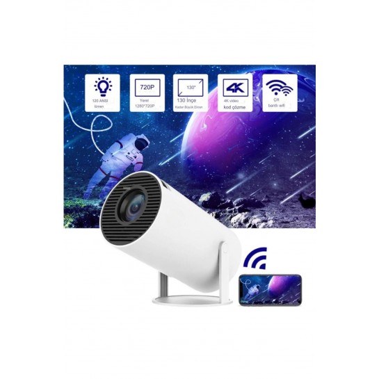 Taşınabilir Sinema Projektörü 1280 * 720p Ev Sineması Bluetooth Android 11 Akıllı Projeksiyon Wifi