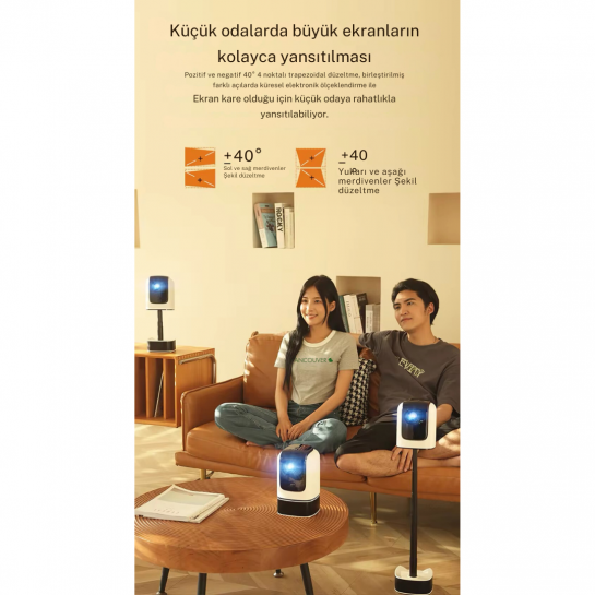 Taşınabilir Sinema Projektörü Dahili Hoparlör 1920 * 1080P Ev Sineması Bluetooth Android 11 Akıllı Projeksiyon Wifi