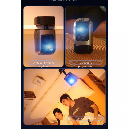 Taşınabilir Sinema Projektörü Dahili Hoparlör 1920 * 1080P Ev Sineması Bluetooth Android 11 Akıllı Projeksiyon Wifi