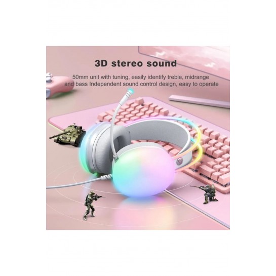 Togo 7.1 RGB Transparan Led Effect Gaming Headset Oyuncu Gaming Kulaklık