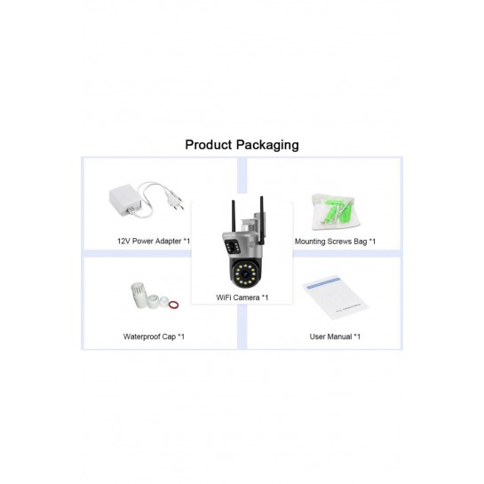 Togo Akıllı Kamera Hareket Sensörlü Alarmlı Gece Modlu Wifi Çift Kamera Lens 8xZoom 2.4G