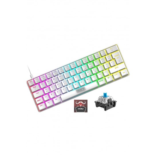 Trol Blue Switch Mini Rgb Oyun Klavyesi Gaming Mekanik 62 Tuşlu 18 Rgb Led Usb Tip-c Kablosu Beyaz Trol Blue Switch Mini Rgb Oyun Klavyesi Gaming Mekanik 62 Tuşlu 18 Rgb Led Usb Tip-c Kablosu Beyaz