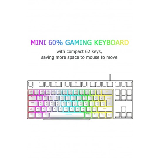 Trol Blue Switch Mini Rgb Oyun Klavyesi Gaming Mekanik 62 Tuşlu 18 Rgb Led Usb Tip-c Kablosu Beyaz Trol Blue Switch Mini Rgb Oyun Klavyesi Gaming Mekanik 62 Tuşlu 18 Rgb Led Usb Tip-c Kablosu Beyaz