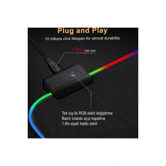 Trol Laxer X Gaming Mouse Pad Led Işıklı Dark Black Desensiz Rgb Işıklı 70x30 Rengarenk A+kalite