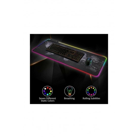 Trol Laxer X Gaming Mouse Pad Led Işıklı Dark Black Desensiz Rgb Işıklı 70x30 Rengarenk A+kalite