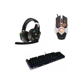 Trol Simug Profesyonel Gaming Set 3in1 Profesyonel Mavi Switch Mekanik Klavye+mouse+kulaklık Pro Set
