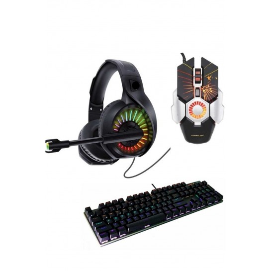 Trol Simug Profesyonel Gaming Set 3in1 Profesyonel Mavi Switch Mekanik Klavye+mouse+kulaklık Pro Set