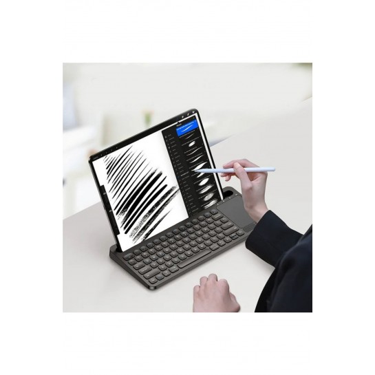 Trol Simug V6 Bluetooth 5.0 Standlı Türkçe Q Klavye Tablet Pc Telefon Android Ios Windows Mac A+