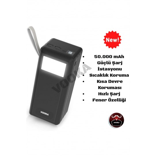 Vilya 50.000 Mah Led Aydınlatmalı Taşıma Askı Hızlı Şarj 22,5w Powerbank