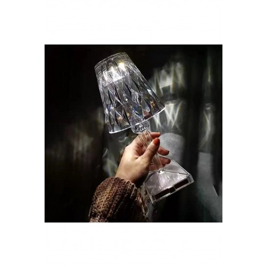 Vilya Akrilik Kristal Led Şarjlı Masa Üstü Lamba Kristal Gece Lambası Dokunmatik Elmas Lamba Crystal