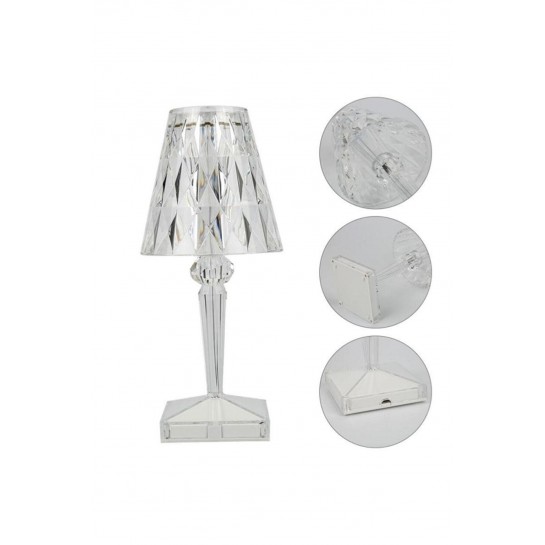 Vilya Akrilik Kristal Led Şarjlı Masa Üstü Lamba Kristal Gece Lambası Dokunmatik Elmas Lamba Crystal