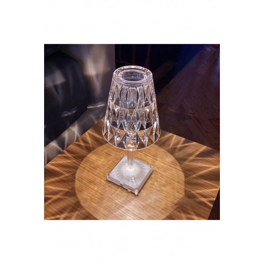 Vilya Akrilik Kristal Led Şarjlı Masa Üstü Lamba Kristal Gece Lambası Dokunmatik Elmas Lamba Crystal