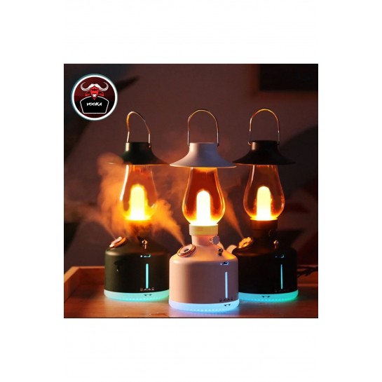Vilya Vintage Şarjlı Gece Lambası & Hava Nemlendirici Buhar Makinesi Gaz Lambası Retro