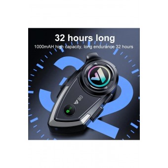 Y80 2 Kişi Bağlantılı Su Geçirmez Motosiklet Kask Intercom Bluetooth 5.3 300m Intercom Qualcom