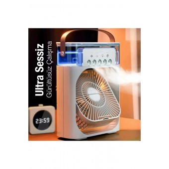 Yeni Işıklı Klima 600ml 5 Spreyli Vantilatör Buzlu Buharlı Mini Klima Mini Fan Buzlu Fan Glr