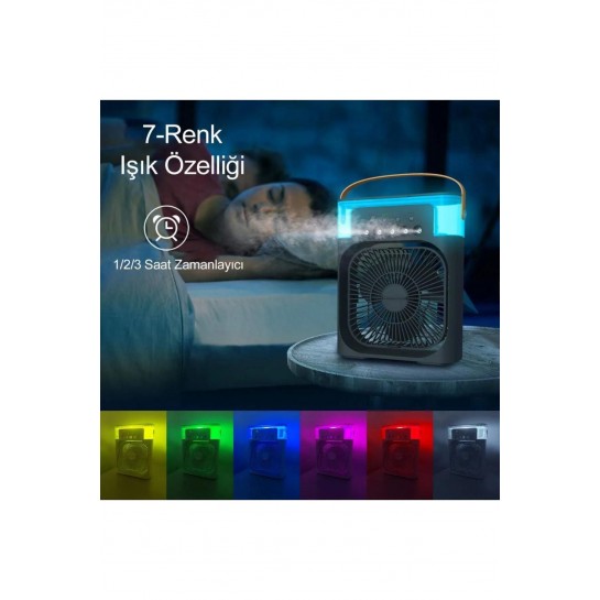 Yeni Işıklı Klima 600ml 5 Spreyli Vantilatör Buzlu Buharlı Mini Klima Mini Fan Buzlu Fan Glr