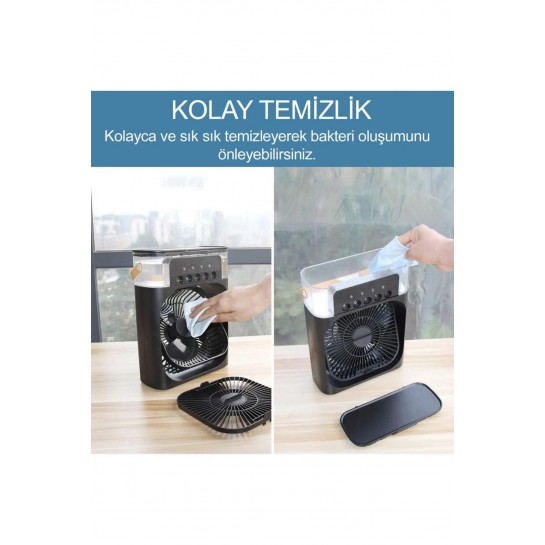 Yeni Işıklı Klima 600ml 5 Spreyli Vantilatör Buzlu Buharlı Mini Klima Mini Fan Buzlu Fan Glr