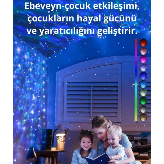 Yıldızlı Projektör Tavan Bulutsu Galaxy Lazer Işıklı Disko Topu Bluetooth Hoparlör Parti Led Lambası